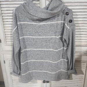 Maurices Small  24/7 Gray and White Cowl Neck Sweater